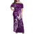 Personalised Fibromyalgia Awareness Family Matching Off Shoulder Maxi Dress and Hawaiian Shirt Polynesian Purple Ribbon