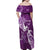 Personalised Fibromyalgia Awareness Family Matching Off Shoulder Maxi Dress and Hawaiian Shirt Polynesian Purple Ribbon