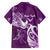 Personalised Fibromyalgia Awareness Family Matching Off Shoulder Short Dress and Hawaiian Shirt Polynesian Purple Ribbon