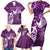 Personalised Fibromyalgia Awareness Family Matching Short Sleeve Bodycon Dress and Hawaiian Shirt Polynesian Purple Ribbon