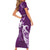 Personalised Fibromyalgia Awareness Family Matching Short Sleeve Bodycon Dress and Hawaiian Shirt Polynesian Purple Ribbon