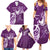 Personalised Fibromyalgia Awareness Family Matching Summer Maxi Dress and Hawaiian Shirt Polynesian Purple Ribbon