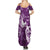 Personalised Fibromyalgia Awareness Family Matching Summer Maxi Dress and Hawaiian Shirt Polynesian Purple Ribbon