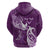 Personalised Fibromyalgia Awareness Hoodie Polynesian Purple Ribbon