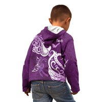 Personalised Fibromyalgia Awareness Kid Hoodie Polynesian Purple Ribbon LT05 - Polynesian Pride