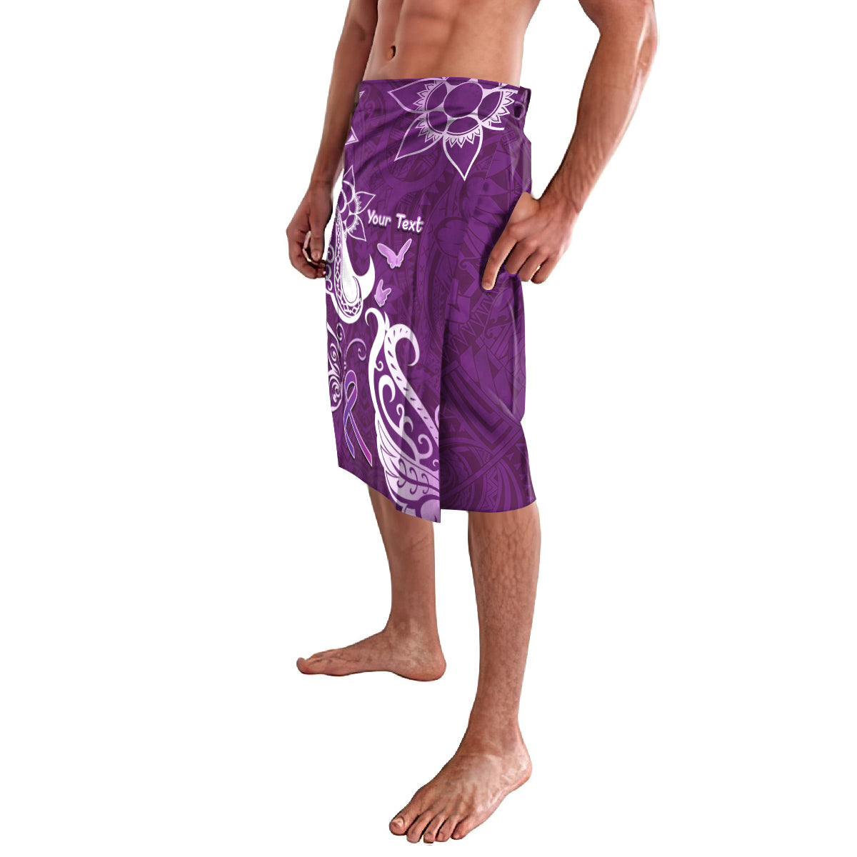 Personalised Fibromyalgia Awareness Lavalava Polynesian Purple Ribbon LT05 - Polynesian Pride