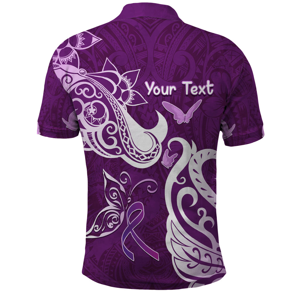 Personalised Fibromyalgia Awareness Polo Shirt Polynesian Purple Ribbon LT05 - Polynesian Pride