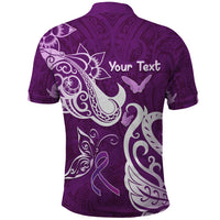 Personalised Fibromyalgia Awareness Polo Shirt Polynesian Purple Ribbon LT05 - Polynesian Pride