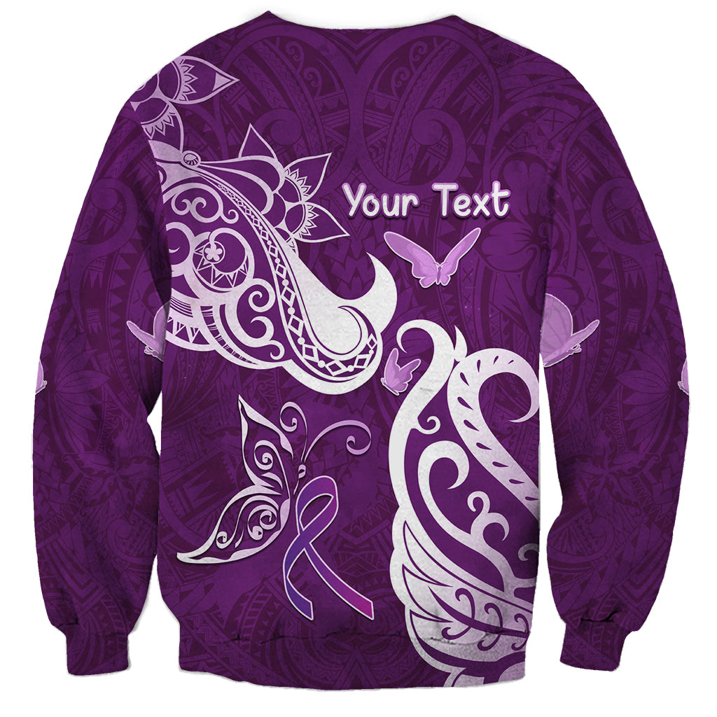 Personalised Fibromyalgia Awareness Sweatshirt Polynesian Purple Ribbon LT05 - Polynesian Pride