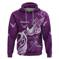 Personalised Fibromyalgia Awareness Zip Hoodie Polynesian Purple Ribbon LT05 Pullover Hoodie Purple - Polynesian Pride