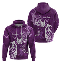 Personalised Fibromyalgia Awareness Zip Hoodie Polynesian Purple Ribbon LT05 - Polynesian Pride