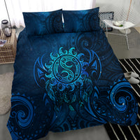 New Zealand Dream Catcher Bedding Set Maori Koru Pattern Blue Version LT05 - Polynesian Pride