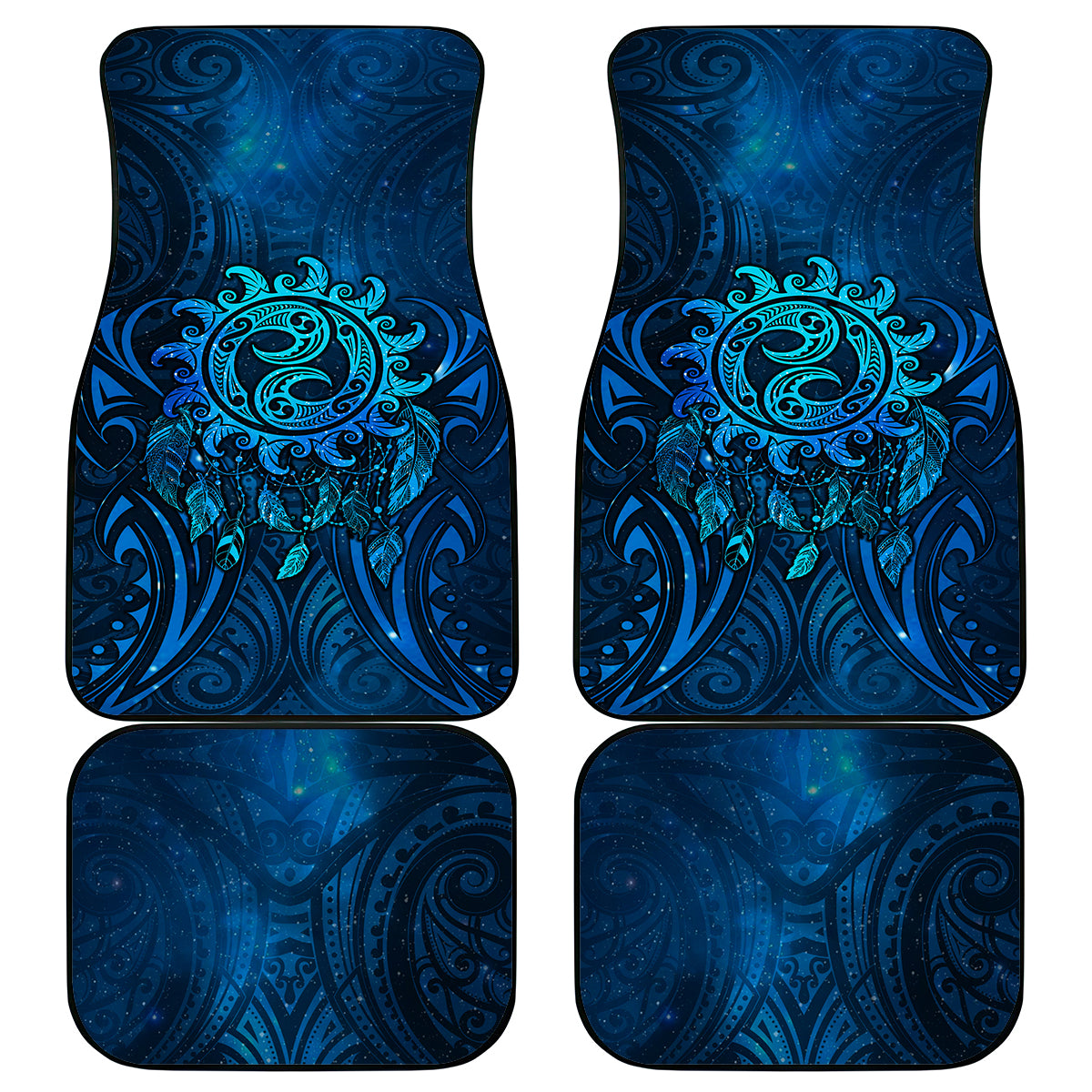 New Zealand Dream Catcher Car Mats Maori Koru Pattern Blue Version LT05 - Polynesian Pride