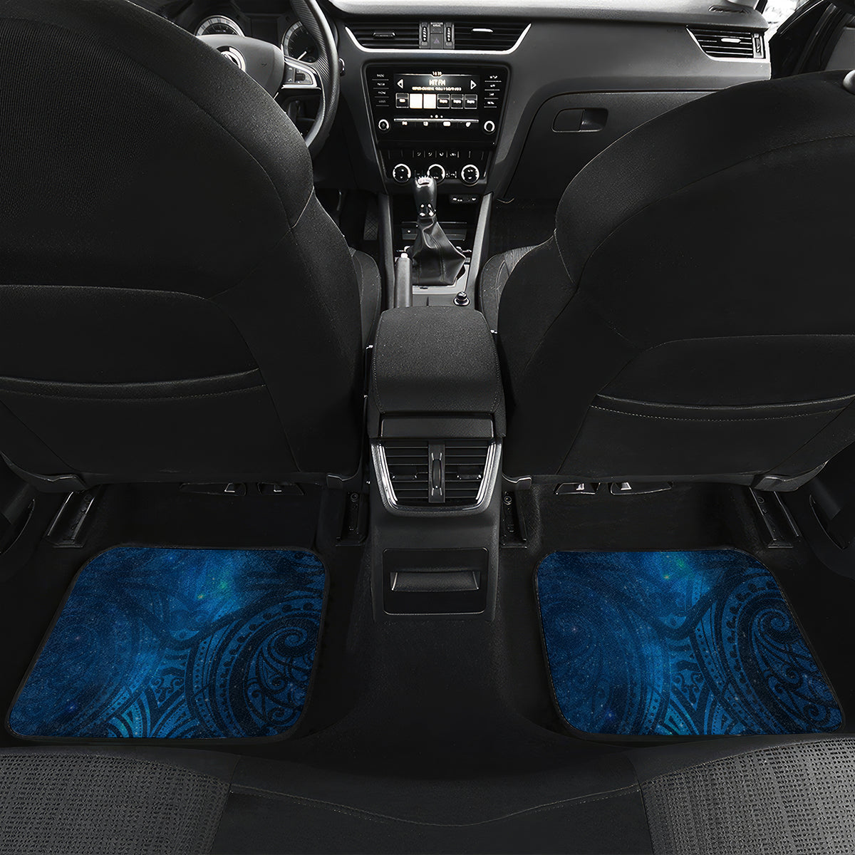 New Zealand Dream Catcher Car Mats Maori Koru Pattern Blue Version LT05 Set 2pcs - Back Blue - Polynesian Pride