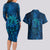 New Zealand Dream Catcher Couples Matching Long Sleeve Bodycon Dress and Hawaiian Shirt Maori Koru Pattern Blue Version