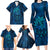 New Zealand Dream Catcher Family Matching Long Sleeve Bodycon Dress and Hawaiian Shirt Maori Koru Pattern Blue Version