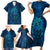 New Zealand Dream Catcher Family Matching Short Sleeve Bodycon Dress and Hawaiian Shirt Maori Koru Pattern Blue Version