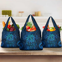 New Zealand Dream Catcher Grocery Bag Maori Koru Pattern Blue Version LT05 3-pack One Size Blue - Polynesian Pride