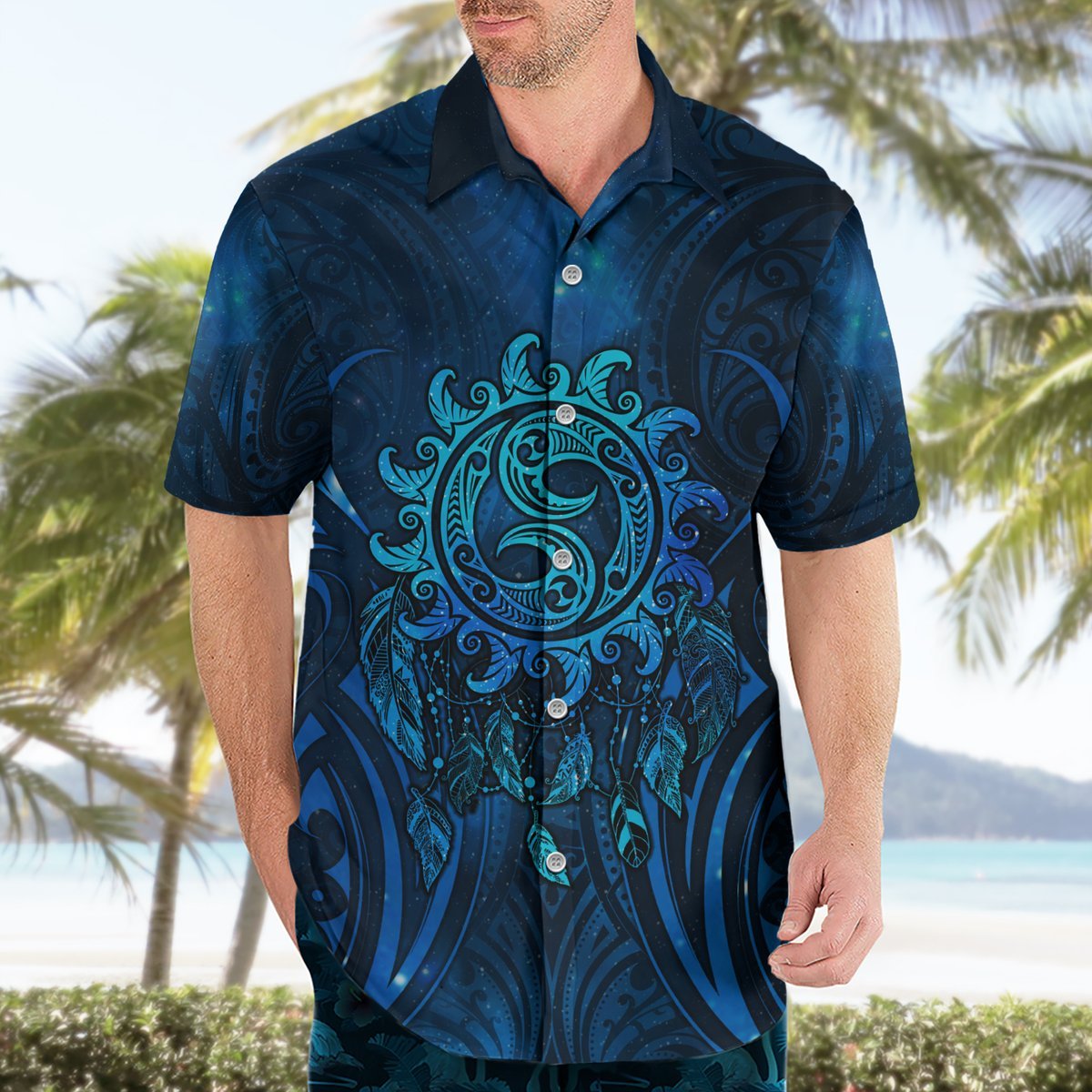 New Zealand Dream Catcher Hawaiian Shirt Maori Koru Pattern Blue Version LT05 - Polynesian Pride
