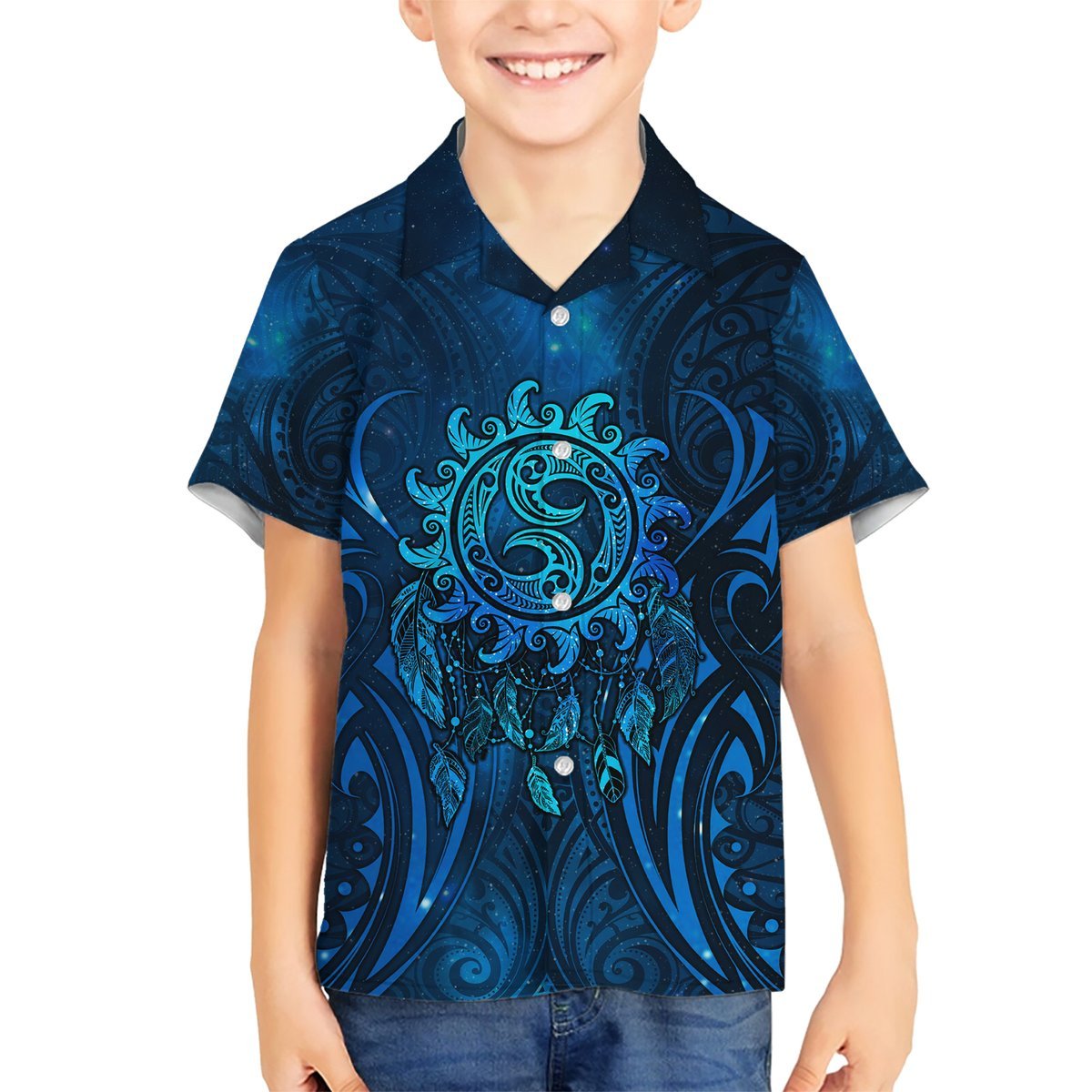 New Zealand Dream Catcher Hawaiian Shirt Maori Koru Pattern Blue Version LT05 - Polynesian Pride