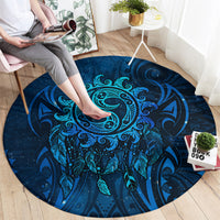 New Zealand Dream Catcher Round Carpet Maori Koru Pattern Blue Version LT05 - Polynesian Pride