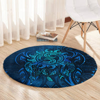 New Zealand Dream Catcher Round Carpet Maori Koru Pattern Blue Version LT05 - Polynesian Pride