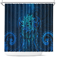 New Zealand Dream Catcher Shower Curtain Maori Koru Pattern Blue Version LT05 Blue - Polynesian Pride
