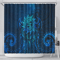 New Zealand Dream Catcher Shower Curtain Maori Koru Pattern Blue Version LT05 - Polynesian Pride