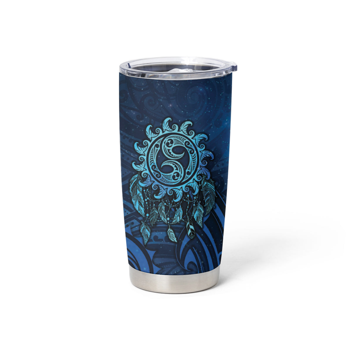New Zealand Dream Catcher Tumbler Cup Maori Koru Pattern Blue Version LT05 - Polynesian Pride
