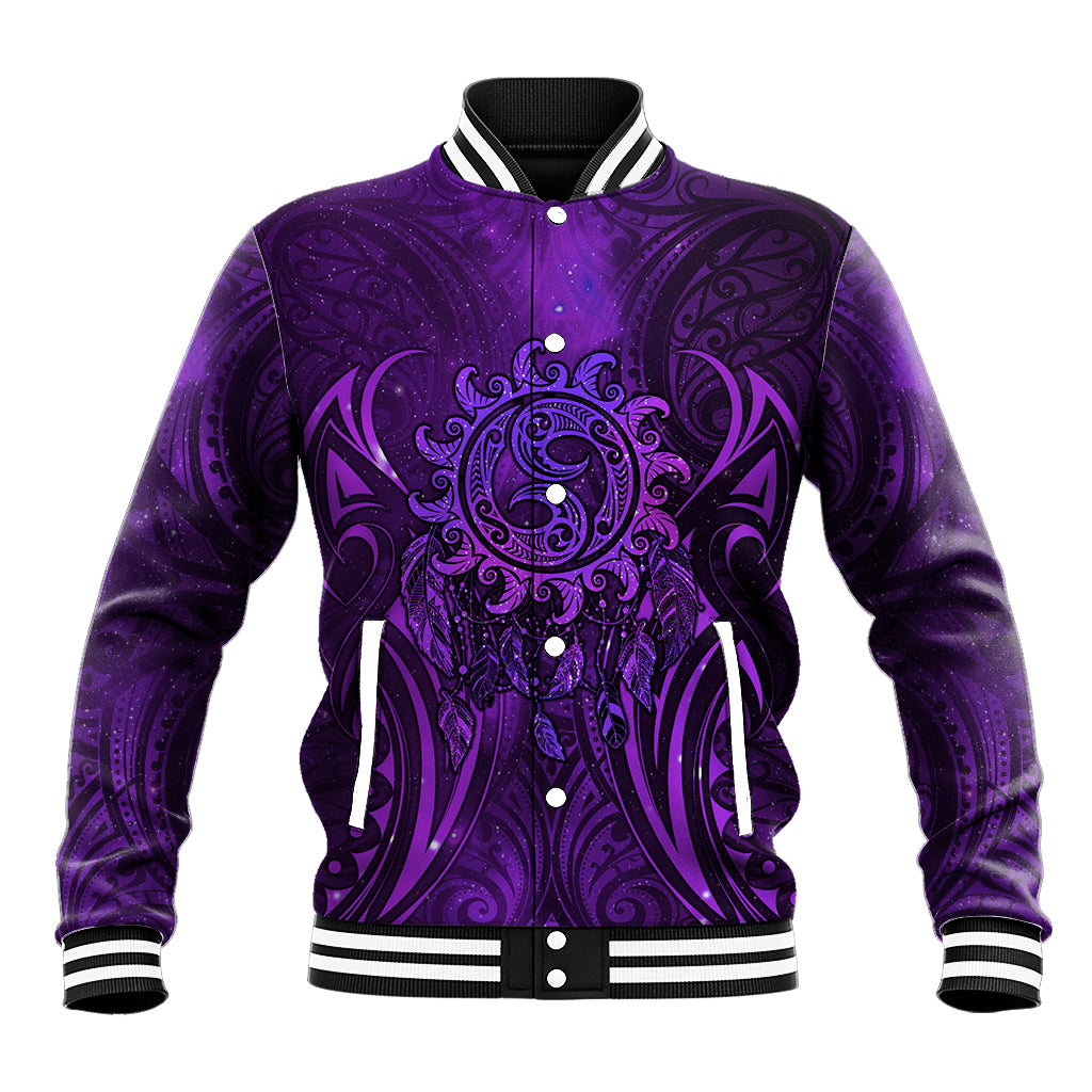 New Zealand Dream Catcher Baseball Jacket Maori Koru Pattern Purple Version LT05 Unisex Purple - Polynesian Pride