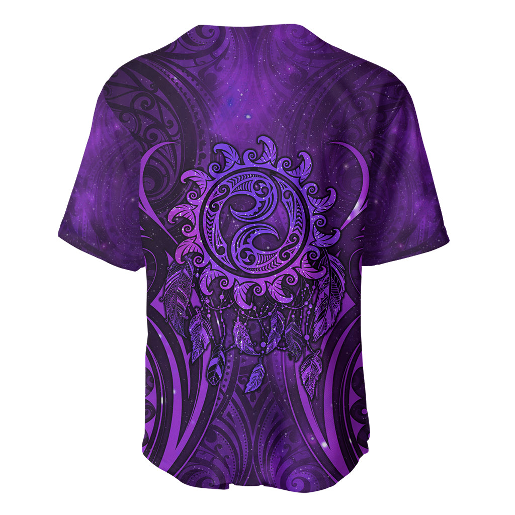 New Zealand Dream Catcher Baseball Jersey Maori Koru Pattern Purple Version LT05 - Polynesian Pride