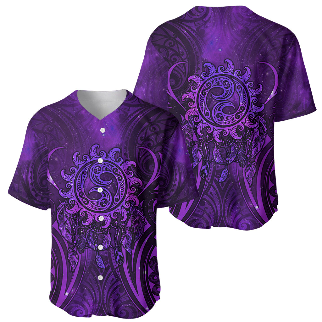 New Zealand Dream Catcher Baseball Jersey Maori Koru Pattern Purple Version LT05 - Polynesian Pride