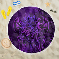 New Zealand Dream Catcher Beach Blanket Maori Koru Pattern Purple Version LT05 One Size 150cm Purple - Polynesian Pride