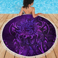 New Zealand Dream Catcher Beach Blanket Maori Koru Pattern Purple Version LT05 - Polynesian Pride