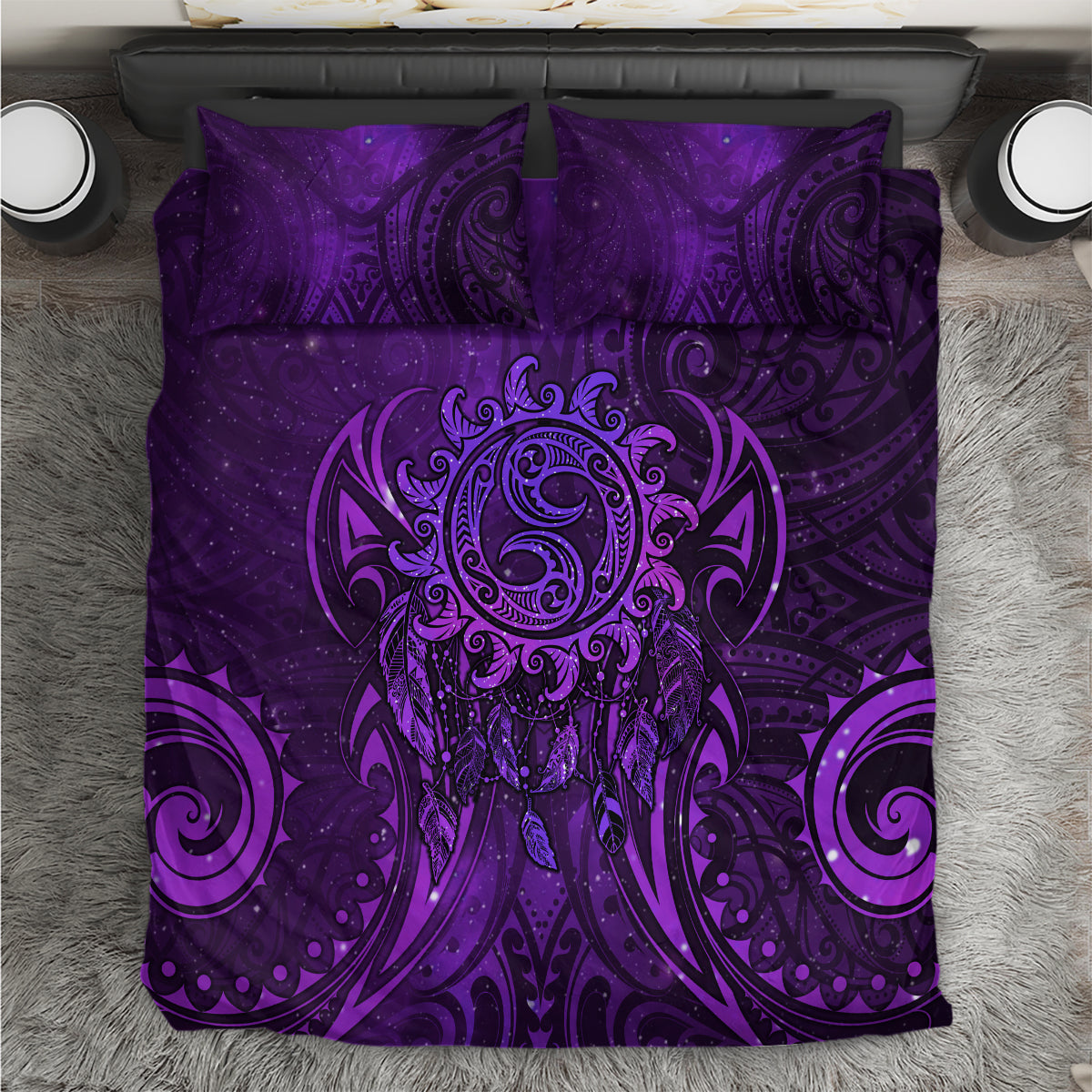 New Zealand Dream Catcher Bedding Set Maori Koru Pattern Purple Version LT05 Purple - Polynesian Pride