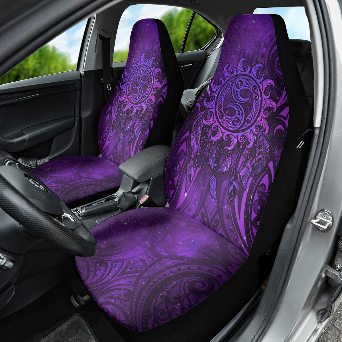 New Zealand Dream Catcher Car Seat Cover Maori Koru Pattern Purple Version LT05 - Polynesian Pride