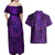 New Zealand Dream Catcher Couples Matching Off Shoulder Maxi Dress and Hawaiian Shirt Maori Koru Pattern Purple Version