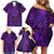 New Zealand Dream Catcher Family Matching Off Shoulder Short Dress and Hawaiian Shirt Maori Koru Pattern Purple Version