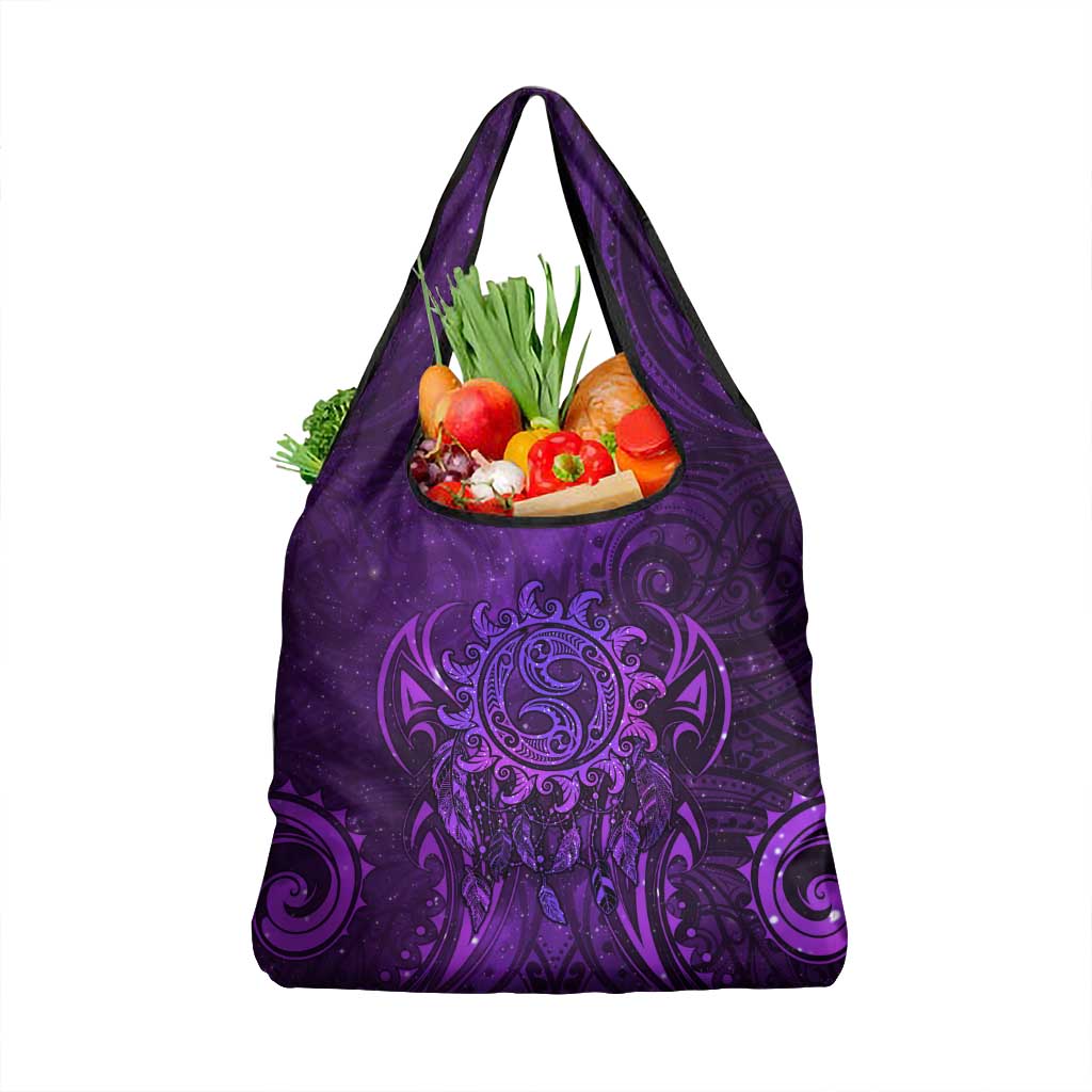 New Zealand Dream Catcher Grocery Bag Maori Koru Pattern Purple Version LT05 1-pack One Size Purple - Polynesian Pride