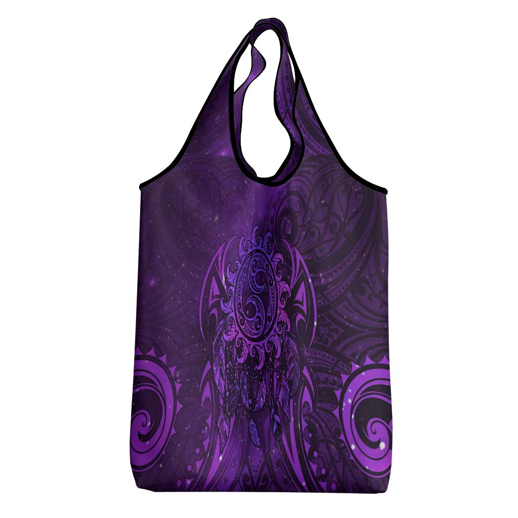 New Zealand Dream Catcher Grocery Bag Maori Koru Pattern Purple Version LT05 - Polynesian Pride