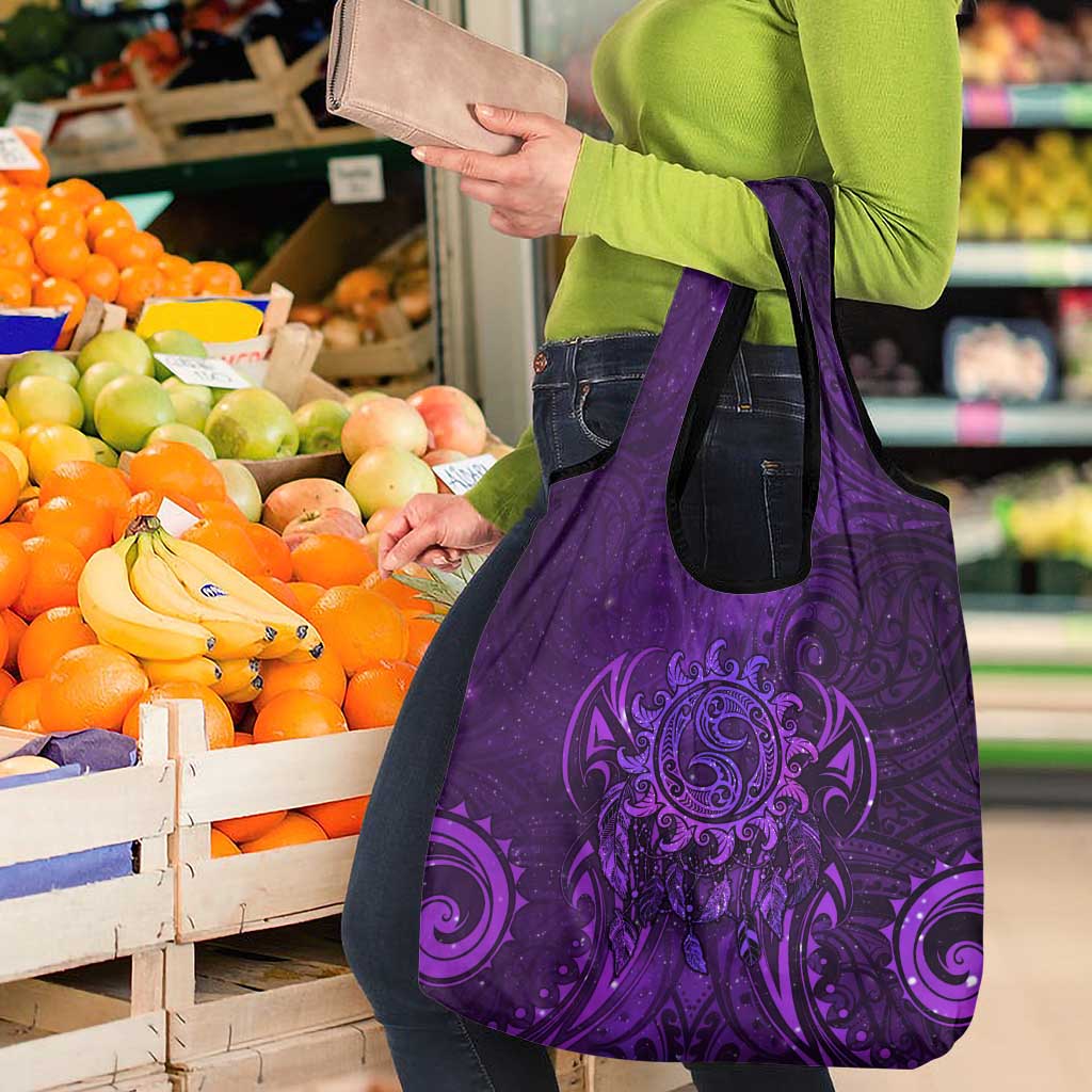New Zealand Dream Catcher Grocery Bag Maori Koru Pattern Purple Version LT05 - Polynesian Pride