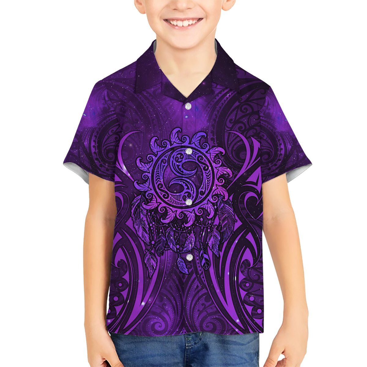 New Zealand Dream Catcher Hawaiian Shirt Maori Koru Pattern Purple Version LT05 - Polynesian Pride