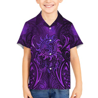 New Zealand Dream Catcher Kid Hawaiian Shirt Maori Koru Pattern Purple Version LT05 Kid Purple - Polynesian Pride