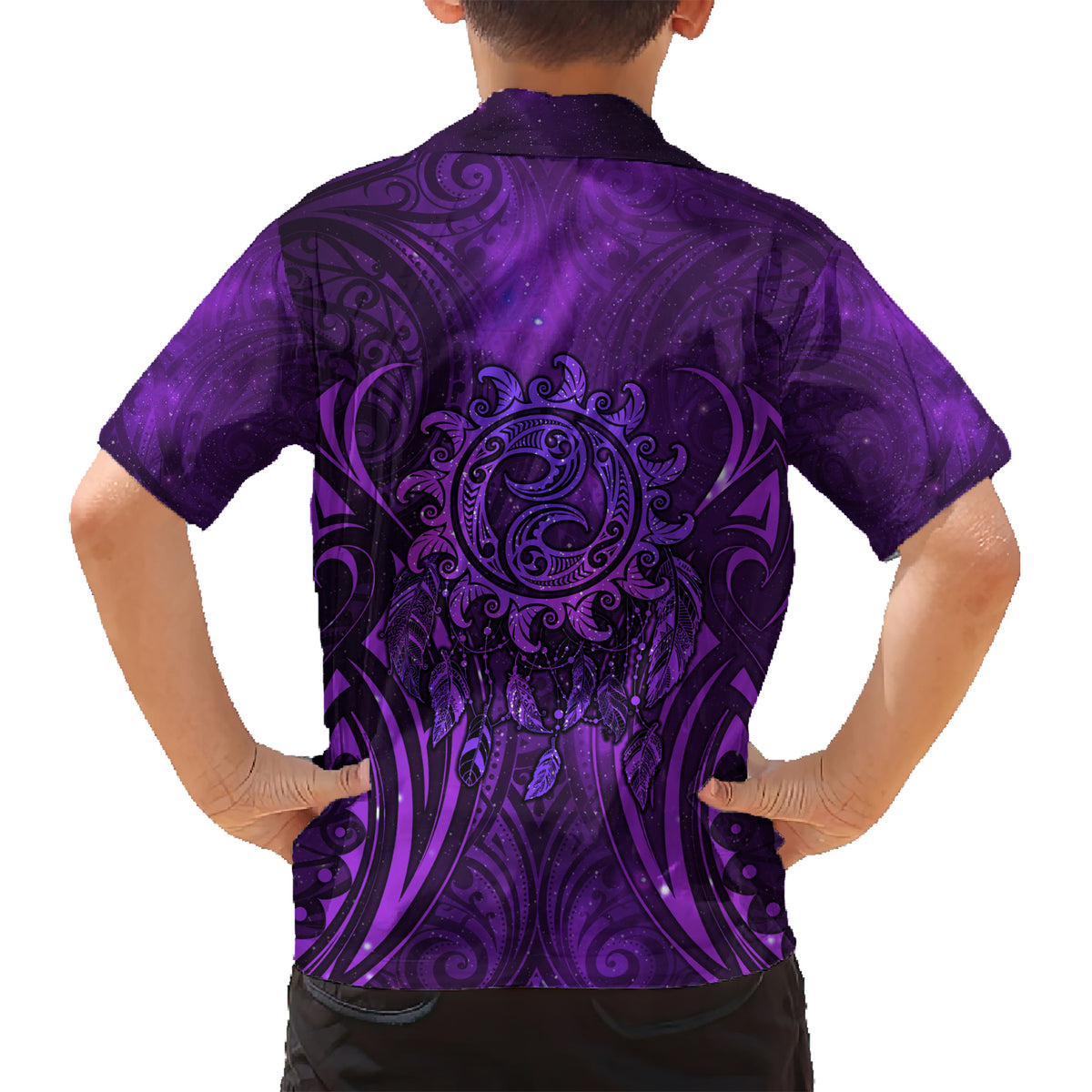 New Zealand Dream Catcher Kid Hawaiian Shirt Maori Koru Pattern Purple Version LT05 - Polynesian Pride