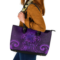 New Zealand Dream Catcher Leather Tote Bag Maori Koru Pattern Purple Version LT05 Purple - Polynesian Pride