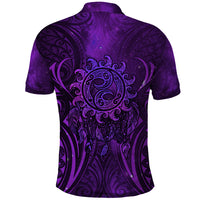 New Zealand Dream Catcher Polo Shirt Maori Koru Pattern Purple Version LT05 - Polynesian Pride