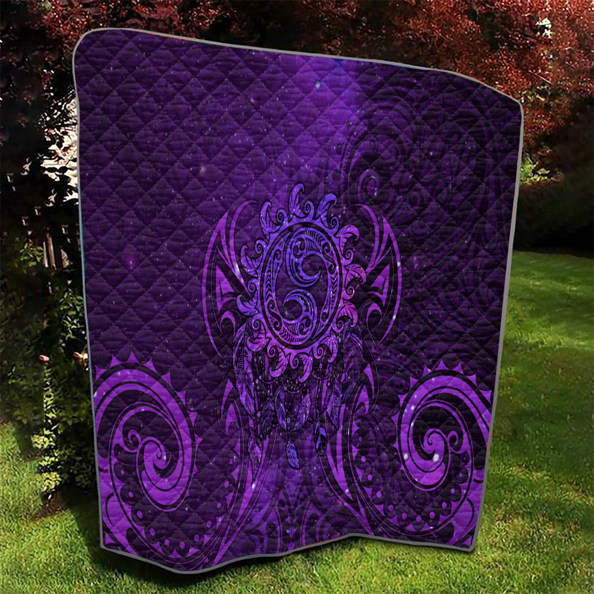 New Zealand Dream Catcher Quilt Maori Koru Pattern Purple Version LT05 - Polynesian Pride