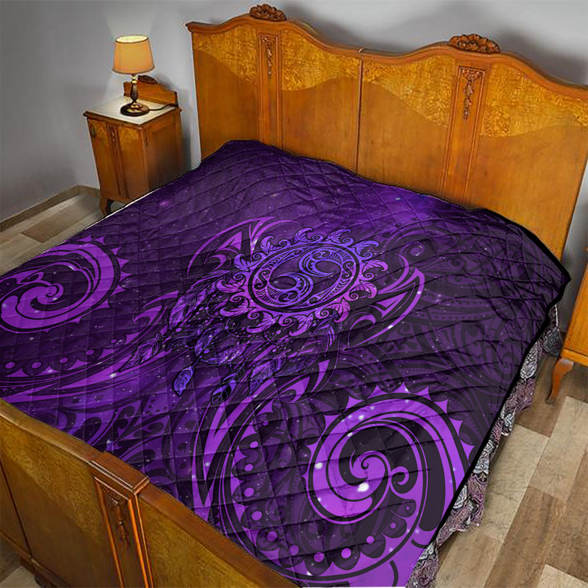 New Zealand Dream Catcher Quilt Maori Koru Pattern Purple Version LT05 - Polynesian Pride