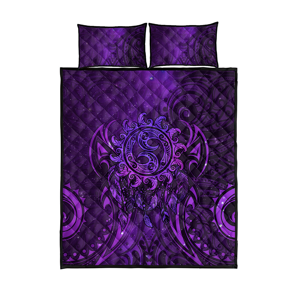 New Zealand Dream Catcher Quilt Bed Set Maori Koru Pattern Purple Version LT05 - Polynesian Pride
