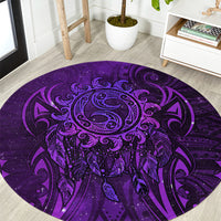 New Zealand Dream Catcher Round Carpet Maori Koru Pattern Purple Version LT05 Purple - Polynesian Pride